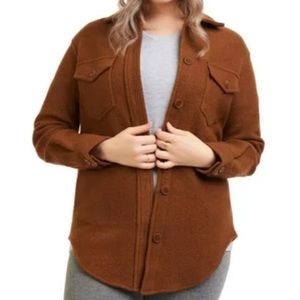 NWT Dex black tape_ dark camel / brown flannel jacket